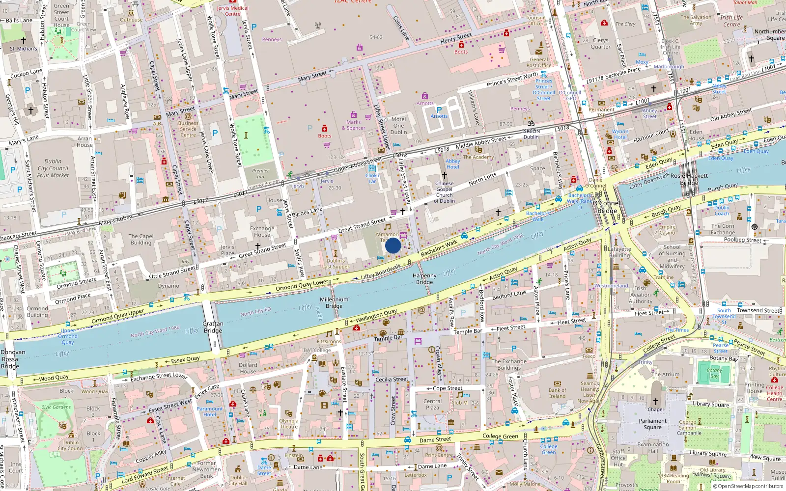 Overhead map showing the location of Apt 4, 39 Ormond Quay Lower, Dublin 1