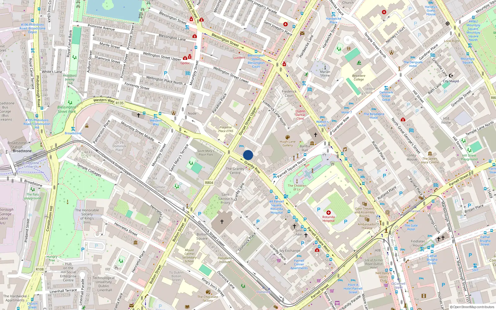 Overhead map showing the location of Apt 4, 4 Granby Row, Dublin 1