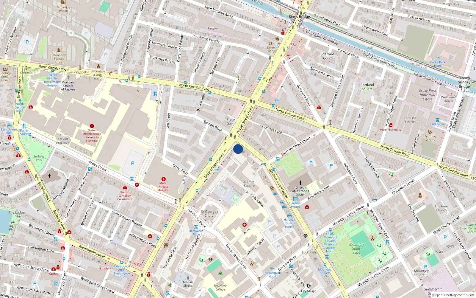 Overhead map showing the location of Apt 4, 40 Gardiner Street Upper, Dublin 1