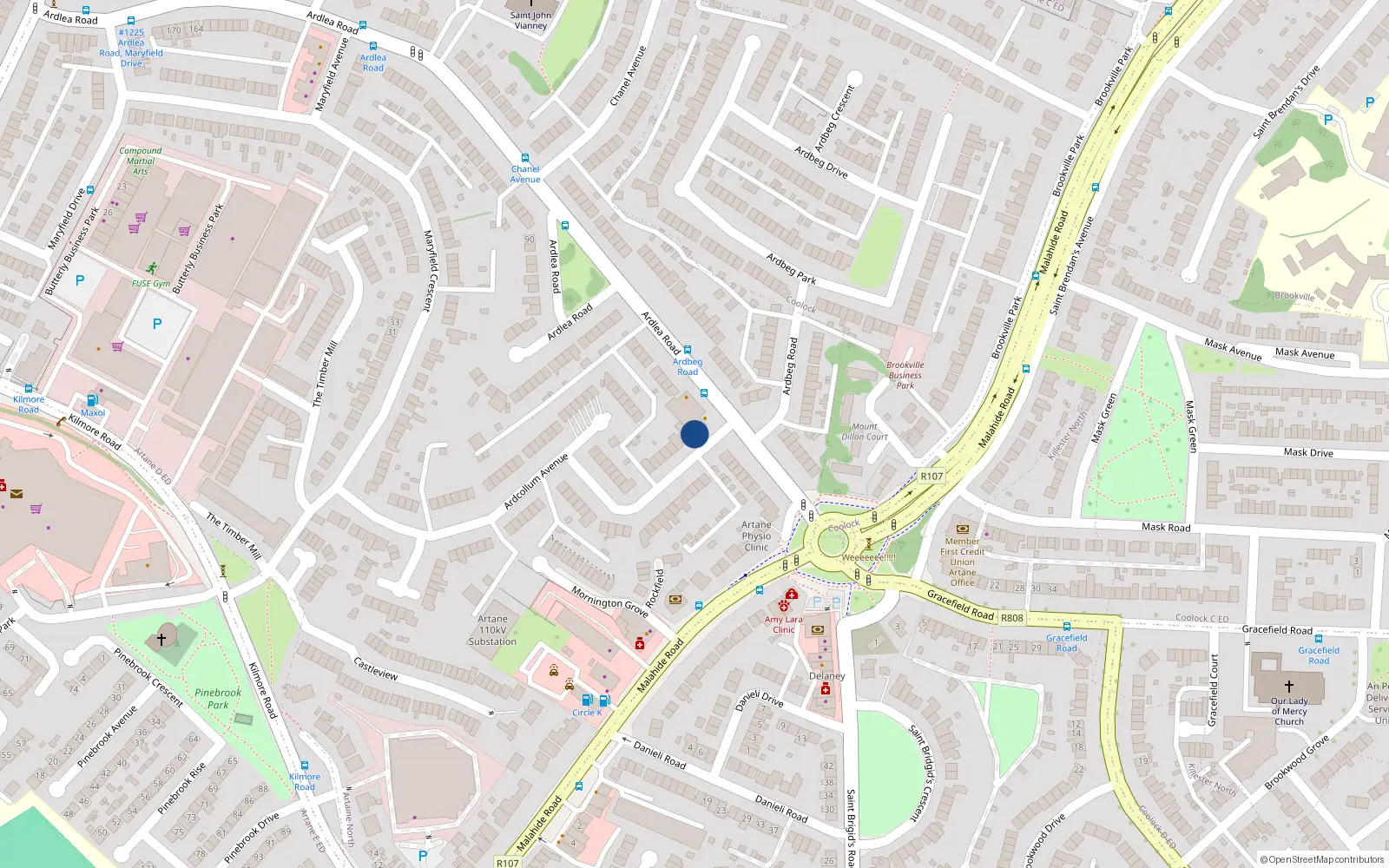 Overhead map showing the location of Apt 4, 4 Ardcollum Avenue, Artane Dublin 5