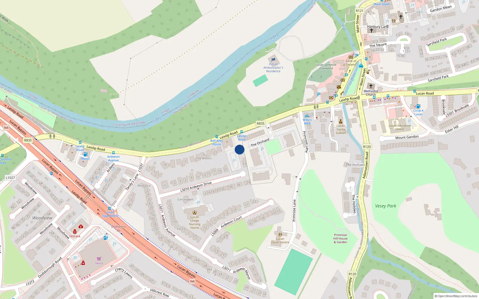 Overhead map showing the location of Apt 4, Ardfield Court, Lucan