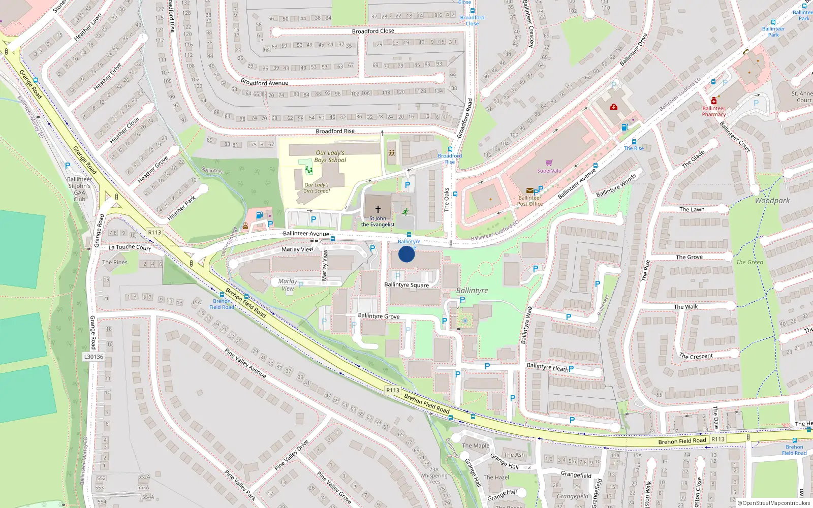 Overhead map showing the location of Apt 4, 4 Ballintyre Square, Ballinteer