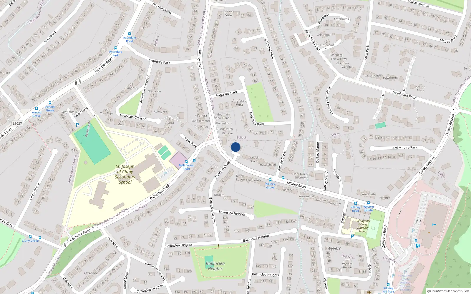 Overhead map showing the location of Apt 4 House 4, Linden Court Grove Avenue, Blackrock