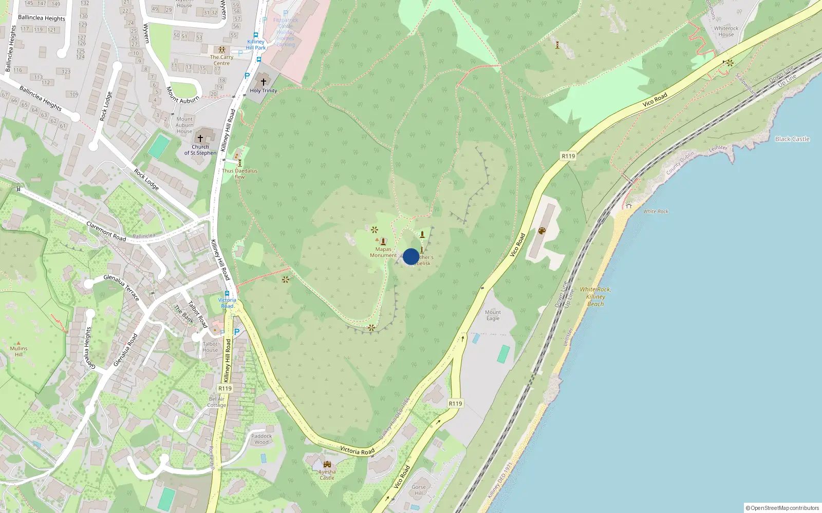 Overhead map showing the location of Apt 4, Killiney Hill, Killiney