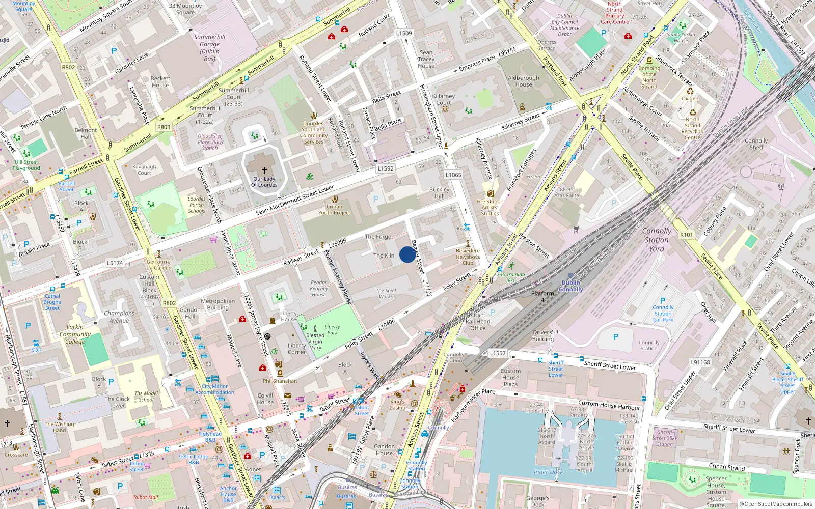 Overhead map showing the location of Apt 4 the Foundry, The Steelworks, Beaver Street, Dublin 1