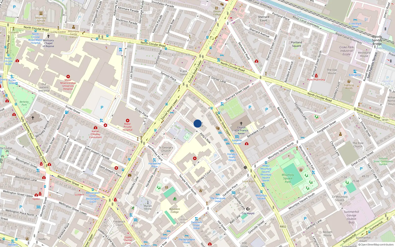 Overhead map showing the location of Apt 41, Dorset Square, Dublin 3