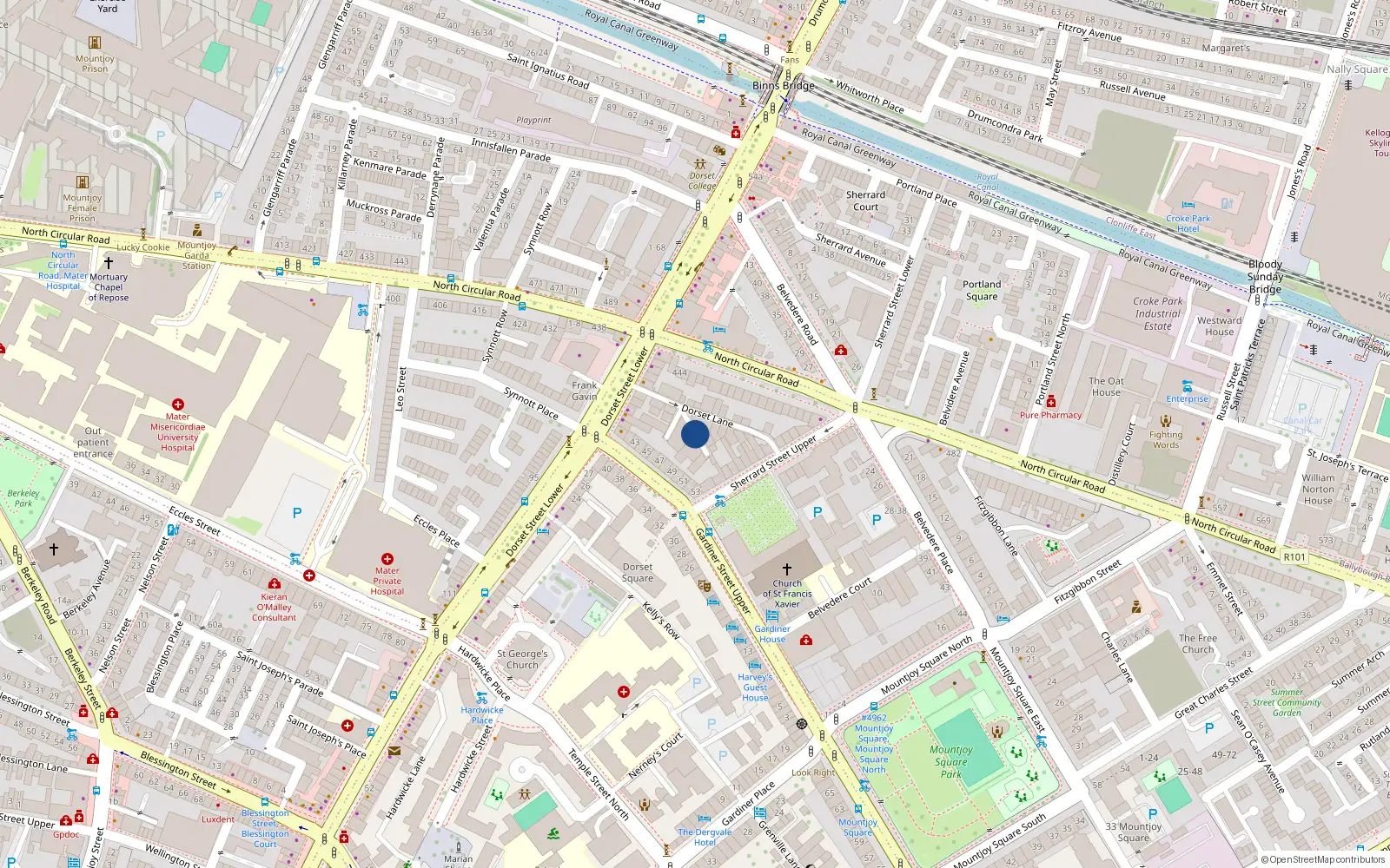 Overhead map showing the location of Apt 41, 41 Dorset Lane, North Inner City