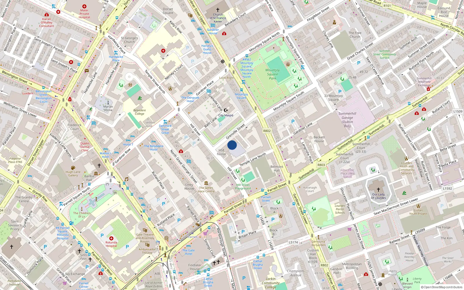 Overhead map showing the location of Apt 41 Temple Place, Grenville Street, Dublin 1