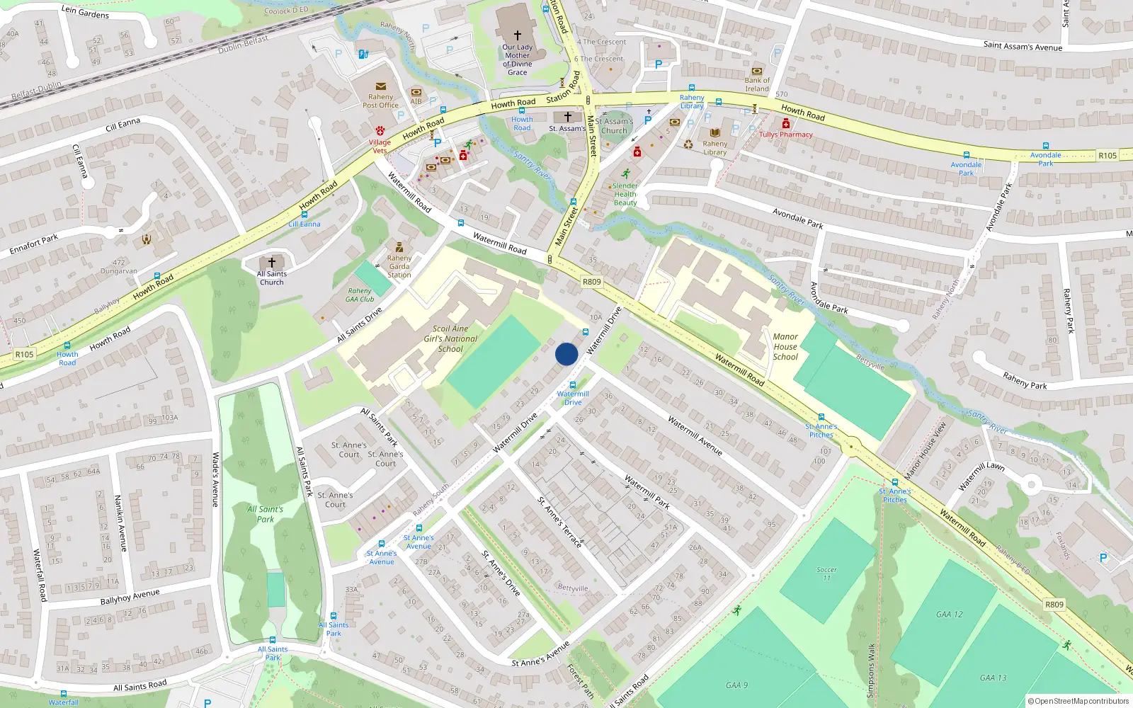 Overhead map showing the location of Apt 41, 41 Watermill Drive, Dublin 5