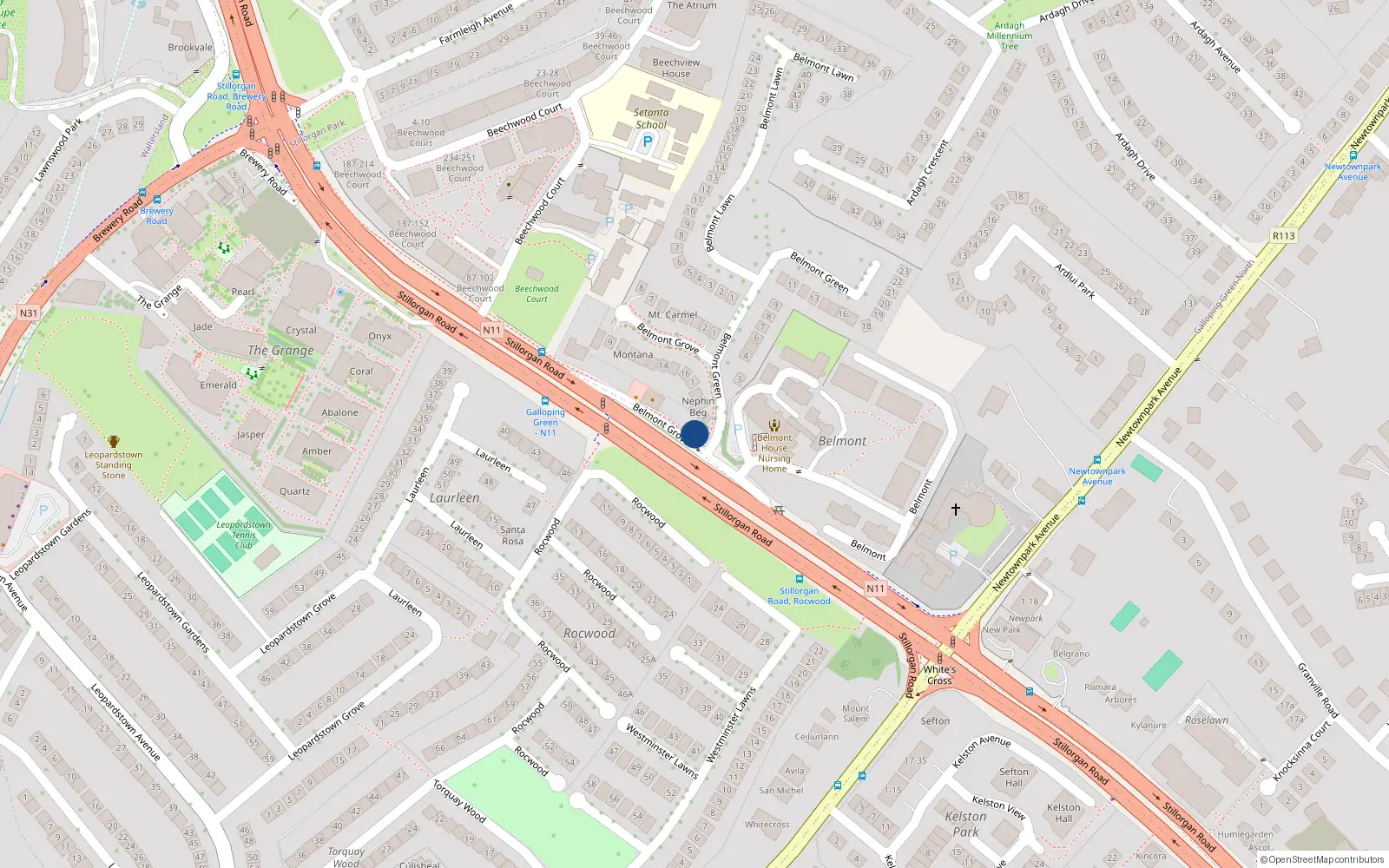 Overhead map showing the location of Apt 417, Galloping Green, Stillorgan