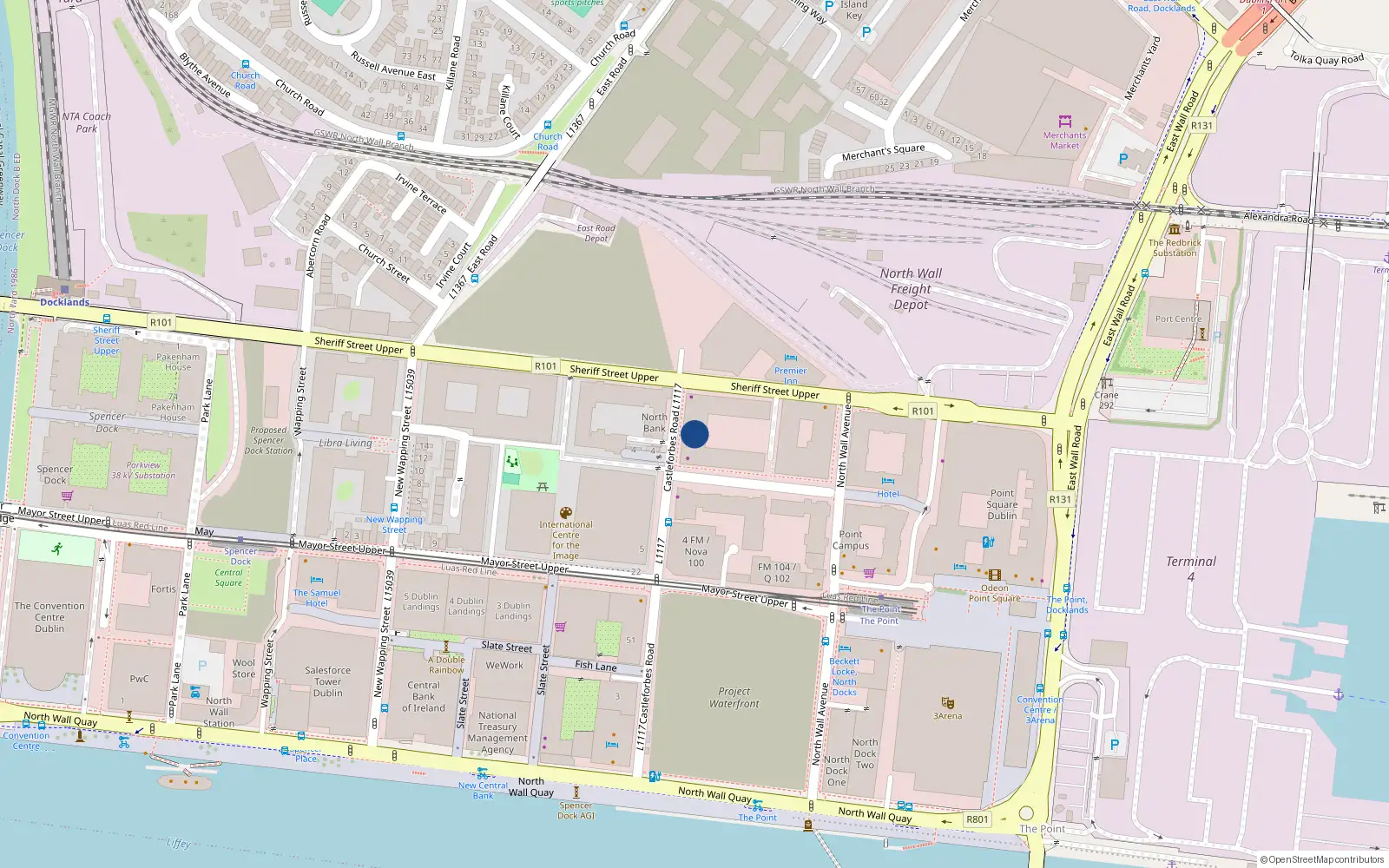 Overhead map showing the location of Apt 423, Castleforbes Square, Dublin 1
