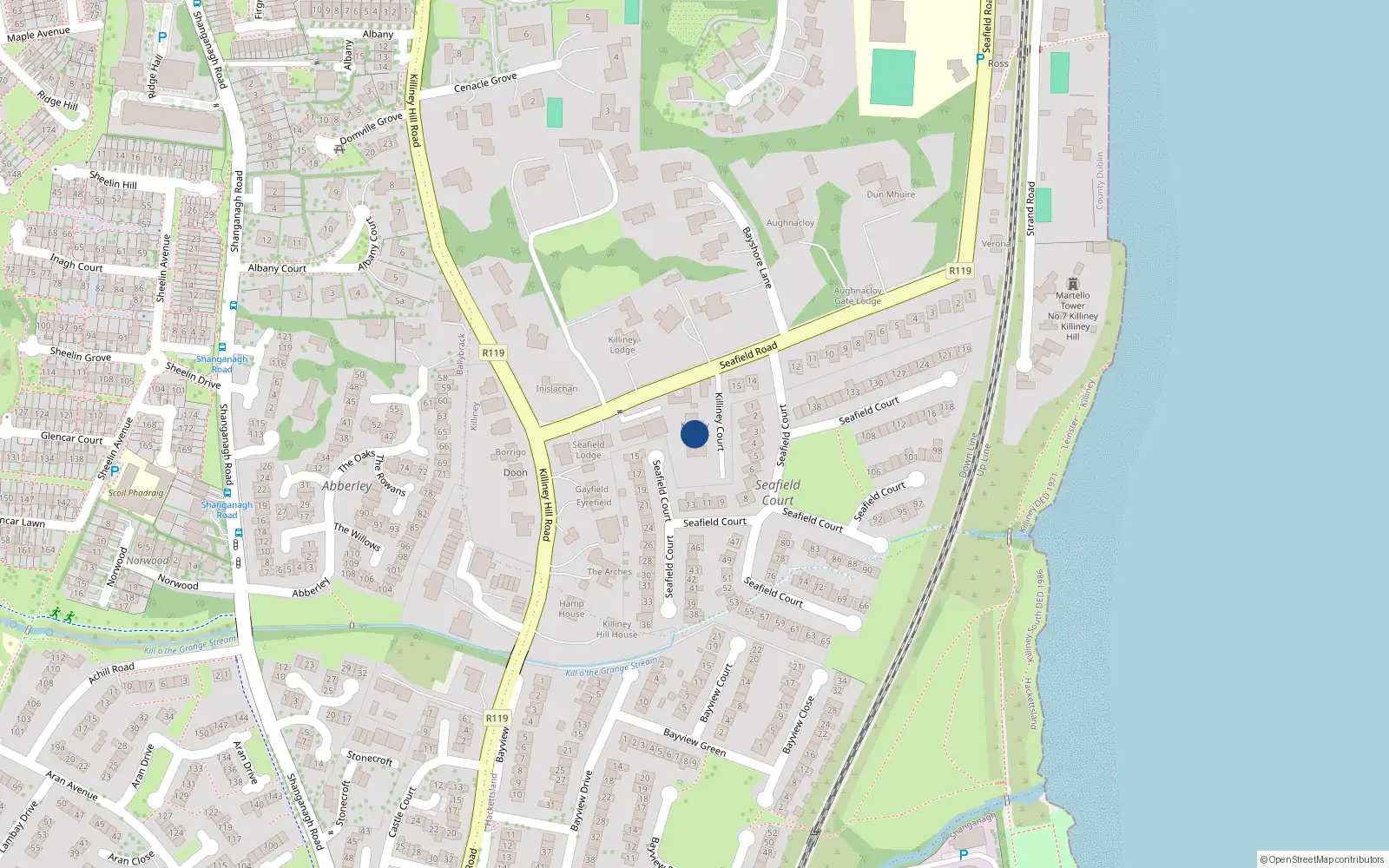 Overhead map showing the location of Apt 43, Killiney Court, Killiney
