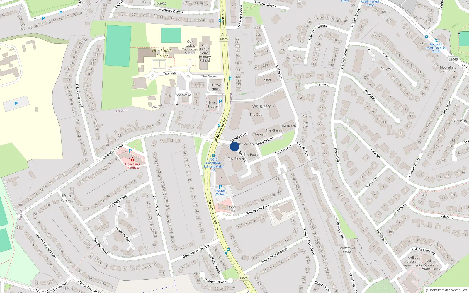 Overhead map showing the location of Apt 43, 43 Trimbleston, Goatstown