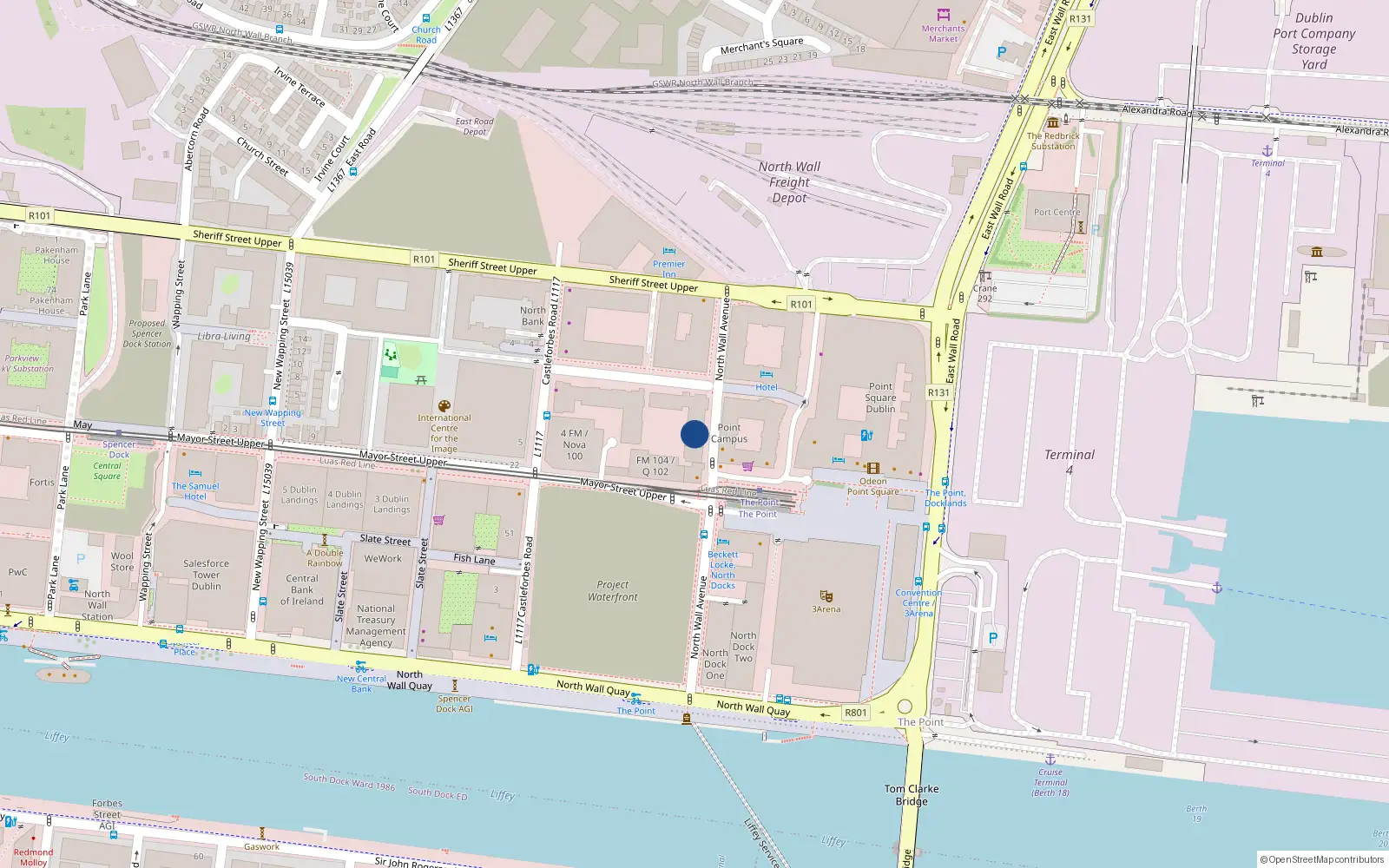 Overhead map showing the location of Apt 433 Block J, Castleforbes Square, Dublin 1