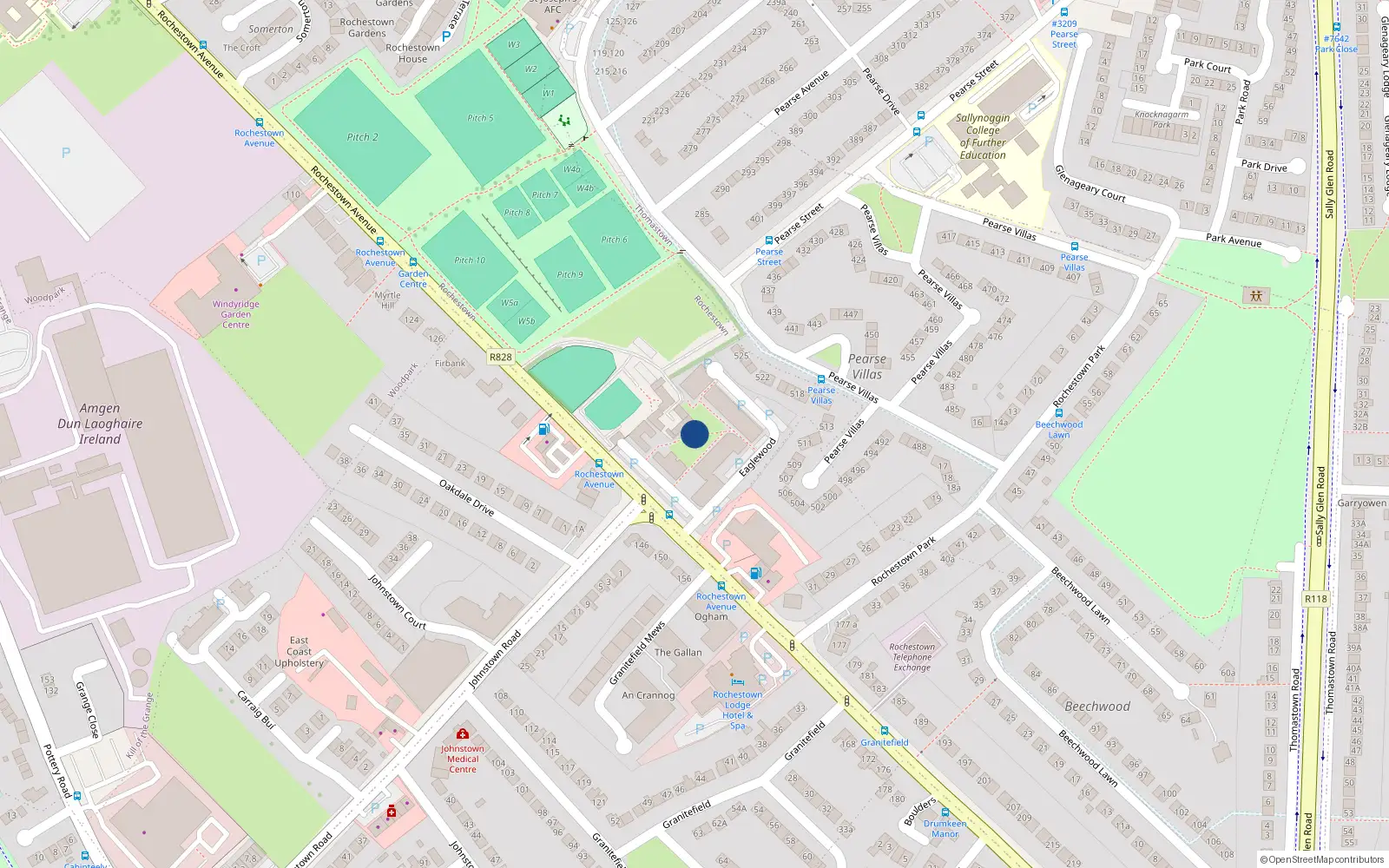Overhead map showing the location of Apt 46 Eaglewood, Rochestown Avenue, Dún Laoghaire
