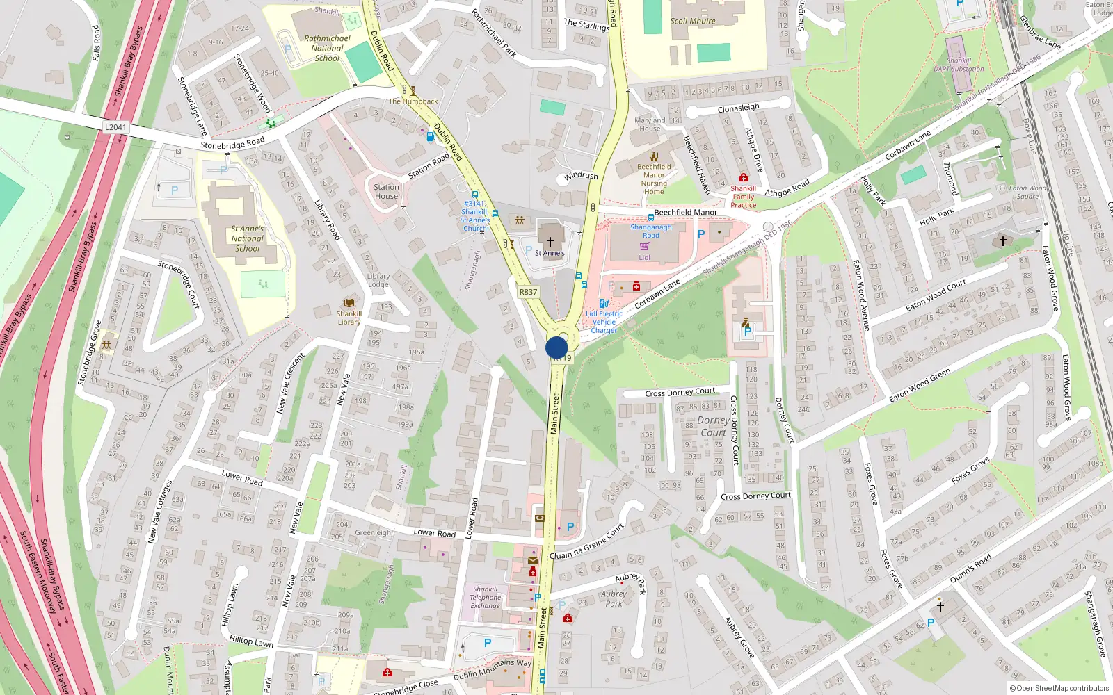 Overhead map showing the location of Apt 46 the Bridge, Main St, Shankill