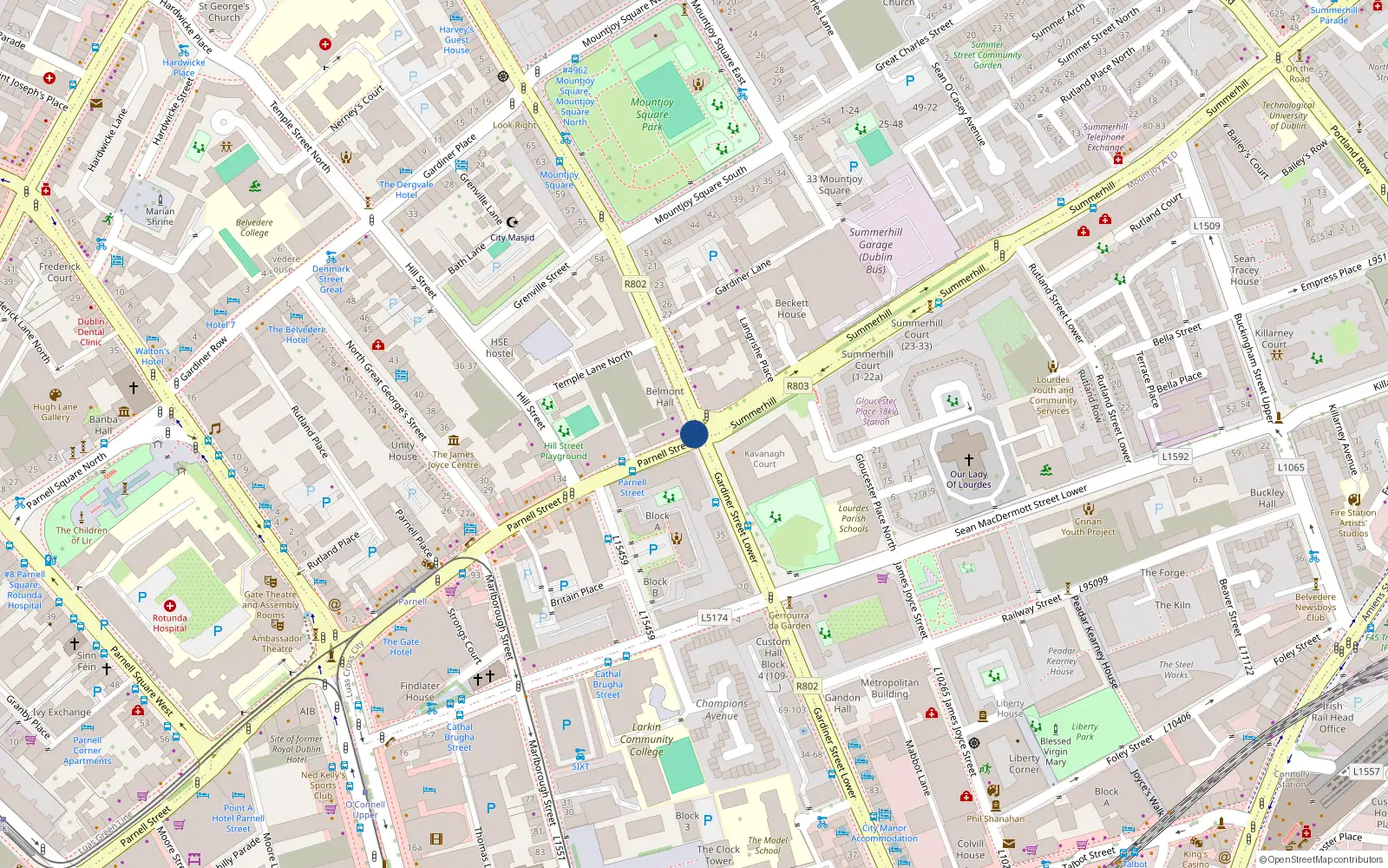 Overhead map showing the location of Dublin 1