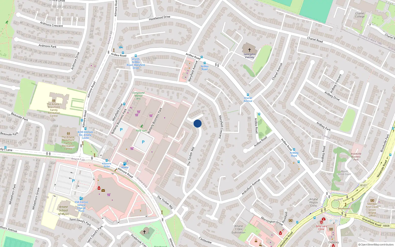 Overhead map showing the location of Apt 47, Timber Mills, Kilmore Road Dublin 5