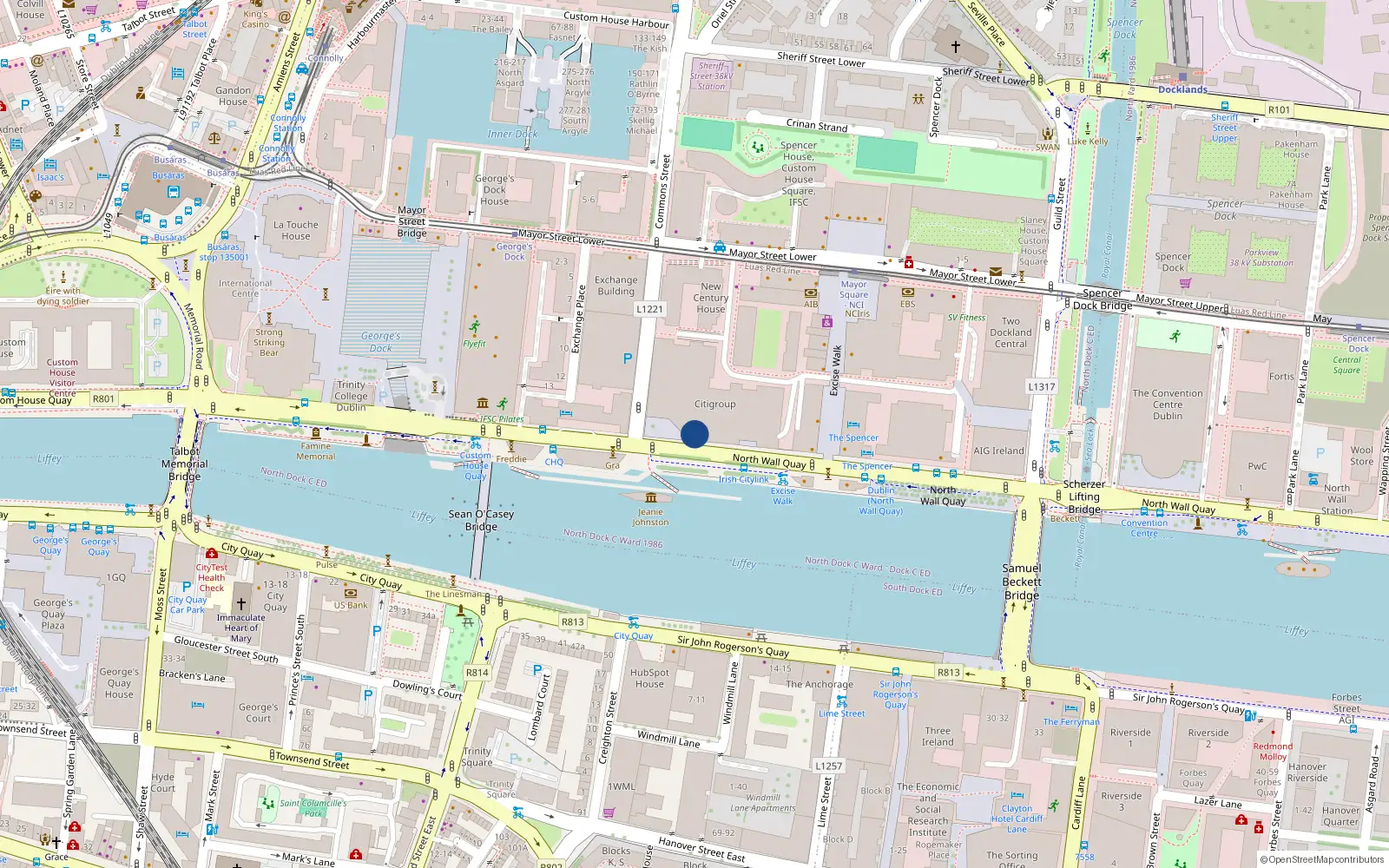 Overhead map showing the location of Apt 473 Castleforbes Square, 1 North Wall Quay, Dublin 1
