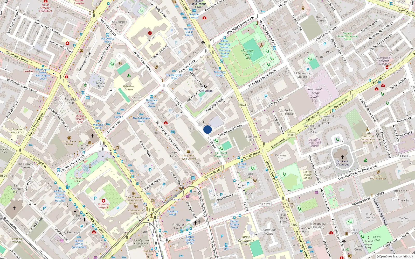 Overhead map showing the location of Apt 48, Temple Place, Hill Street, Dublin 1