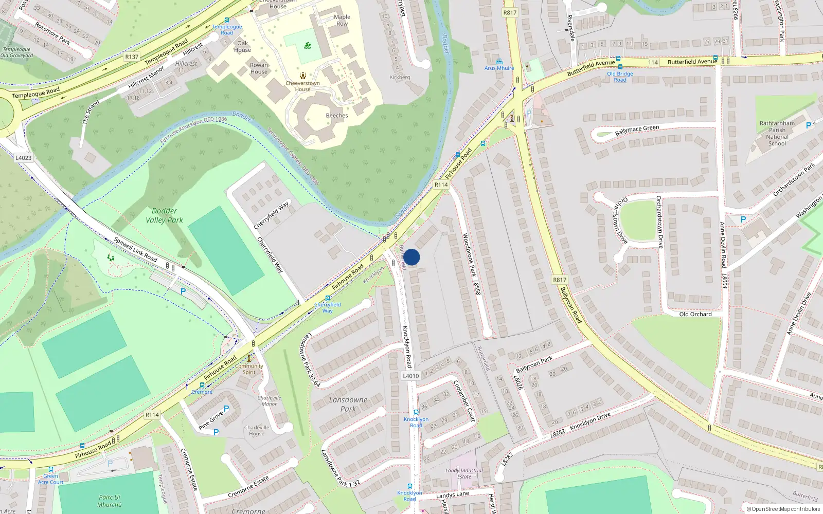 Overhead map showing the location of Apt 49 Knocklyon Gate, 49 Knocklyon Road, Dublin 16