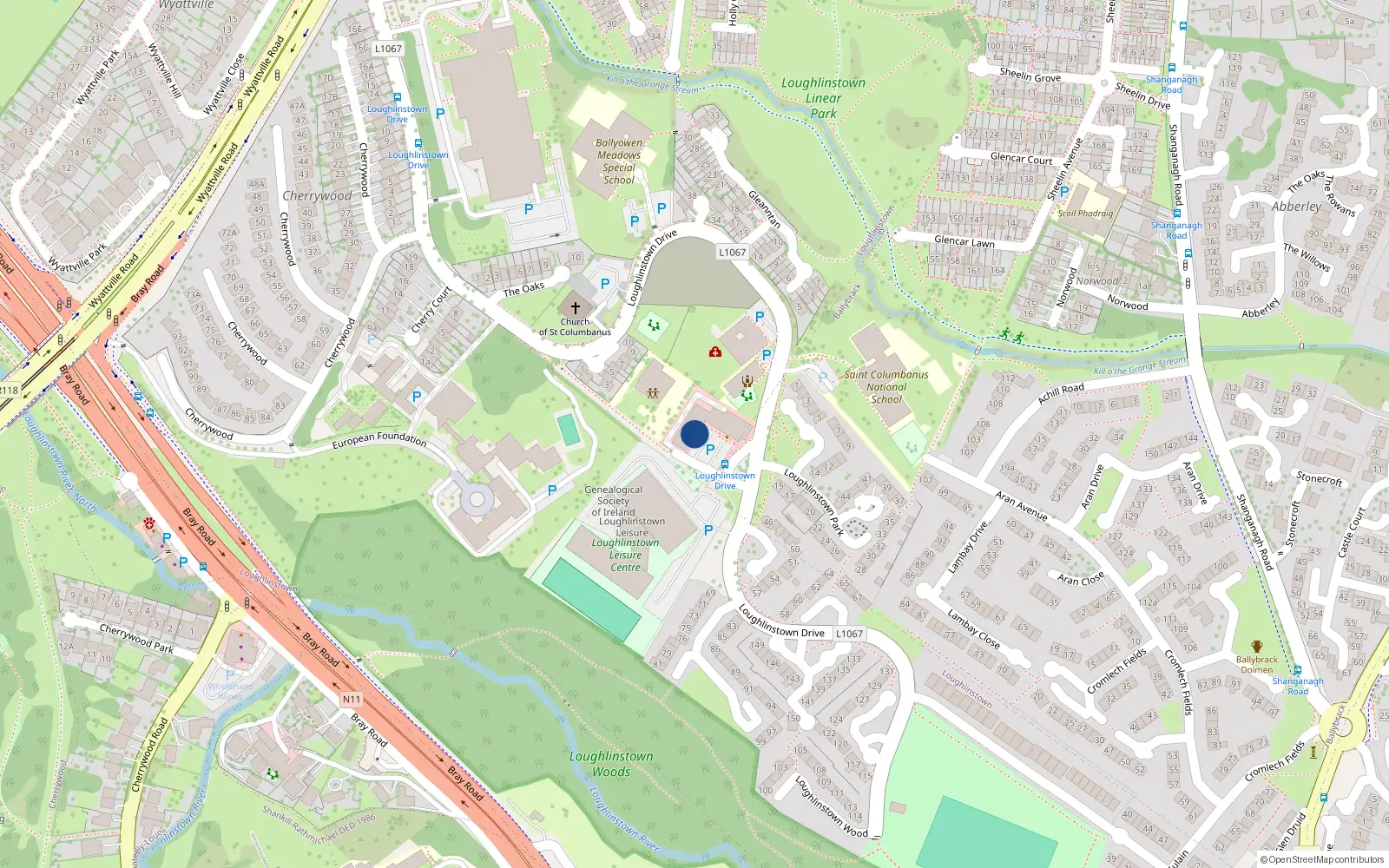 Overhead map showing the location of Apt 4A, Loughlinstown Drive, Loughlinstown