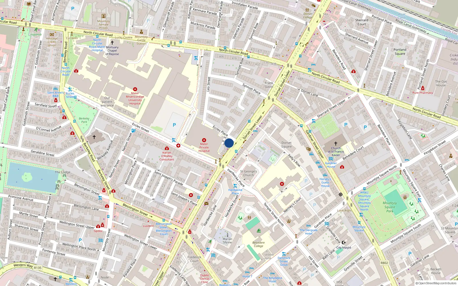 Overhead map showing the location of Apt 5, 107 Dorset Street Lower, Dublin 1