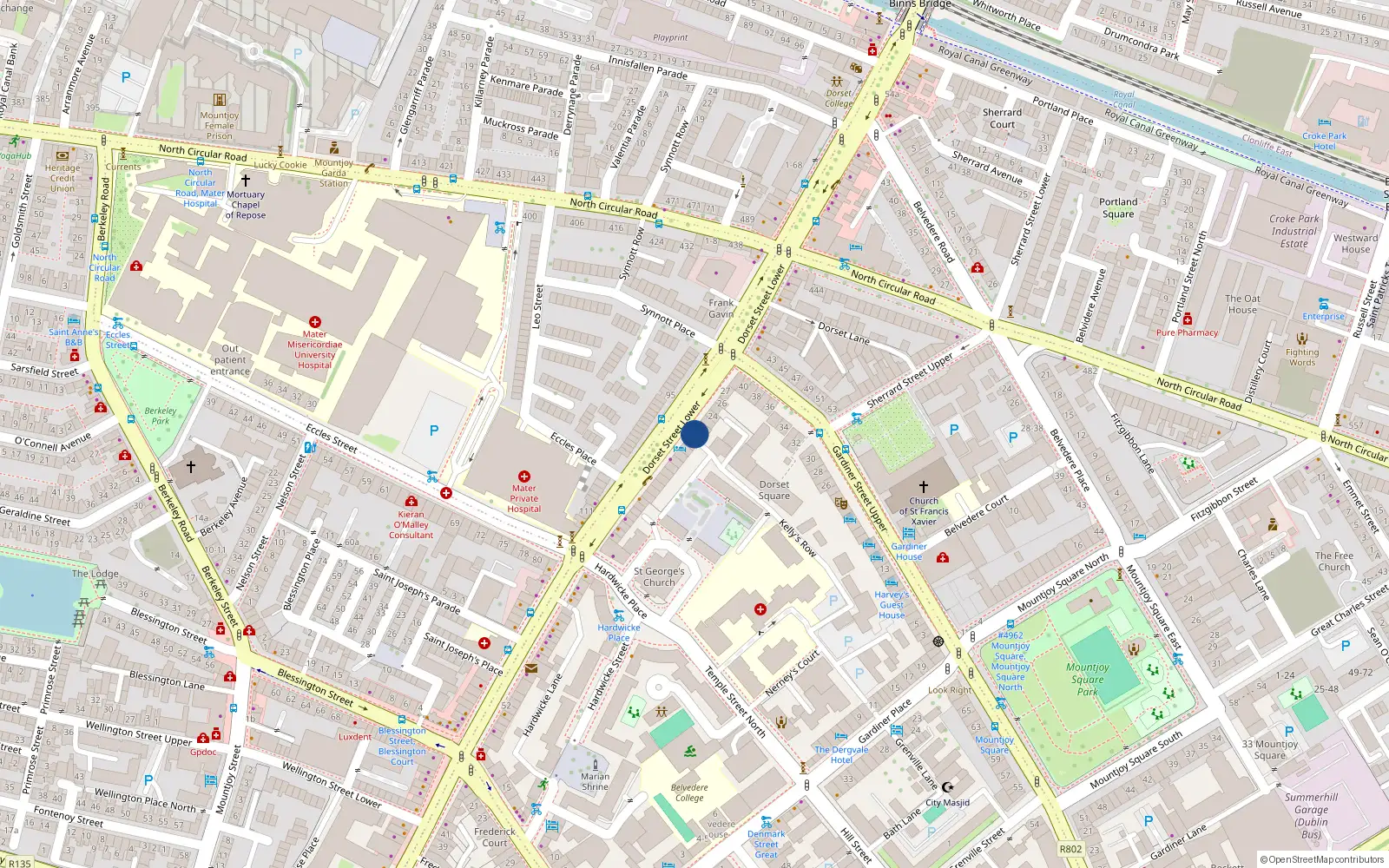 Overhead map showing the location of Apt 5, 22 Dorset Street Lower, Dublin 1