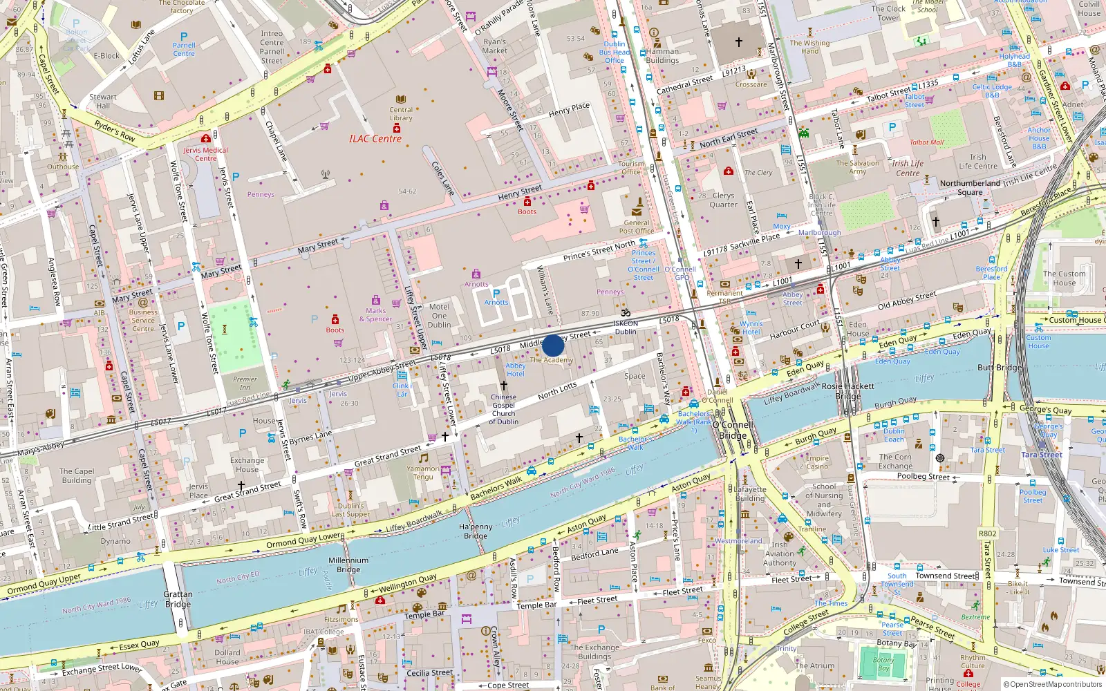 Overhead map showing the location of Apt 5 58/59 Middle Abbey Street, Dublin 1, 59 Middle Abbey Street, Dublin 1