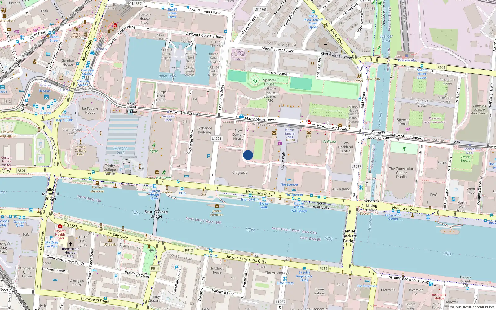 Overhead map showing the location of Apt 5 Block 12 Clarion Quay Apts, Ifsc, Dublin 1
