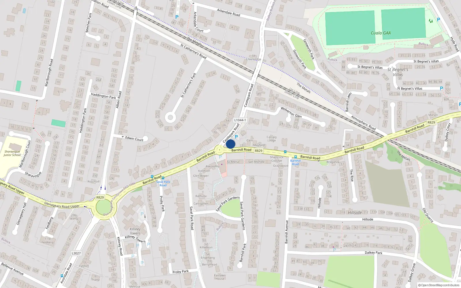 Overhead map showing the location of Apt 5 Castlepark Court Apts, Dalkey, Dublin