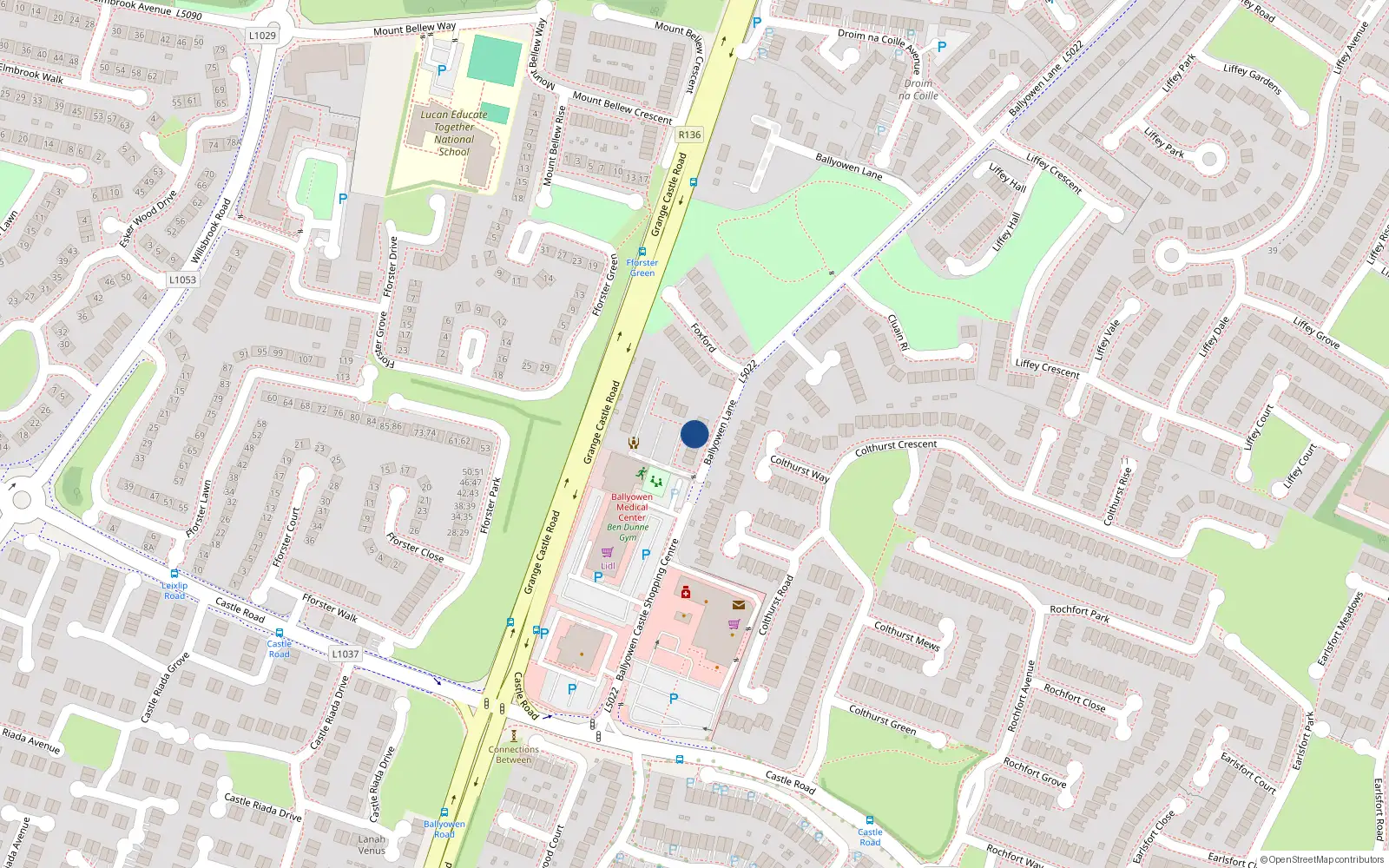 Overhead map showing the location of Apt 5 Foxford Court, Ballyowen Lane, Lucan