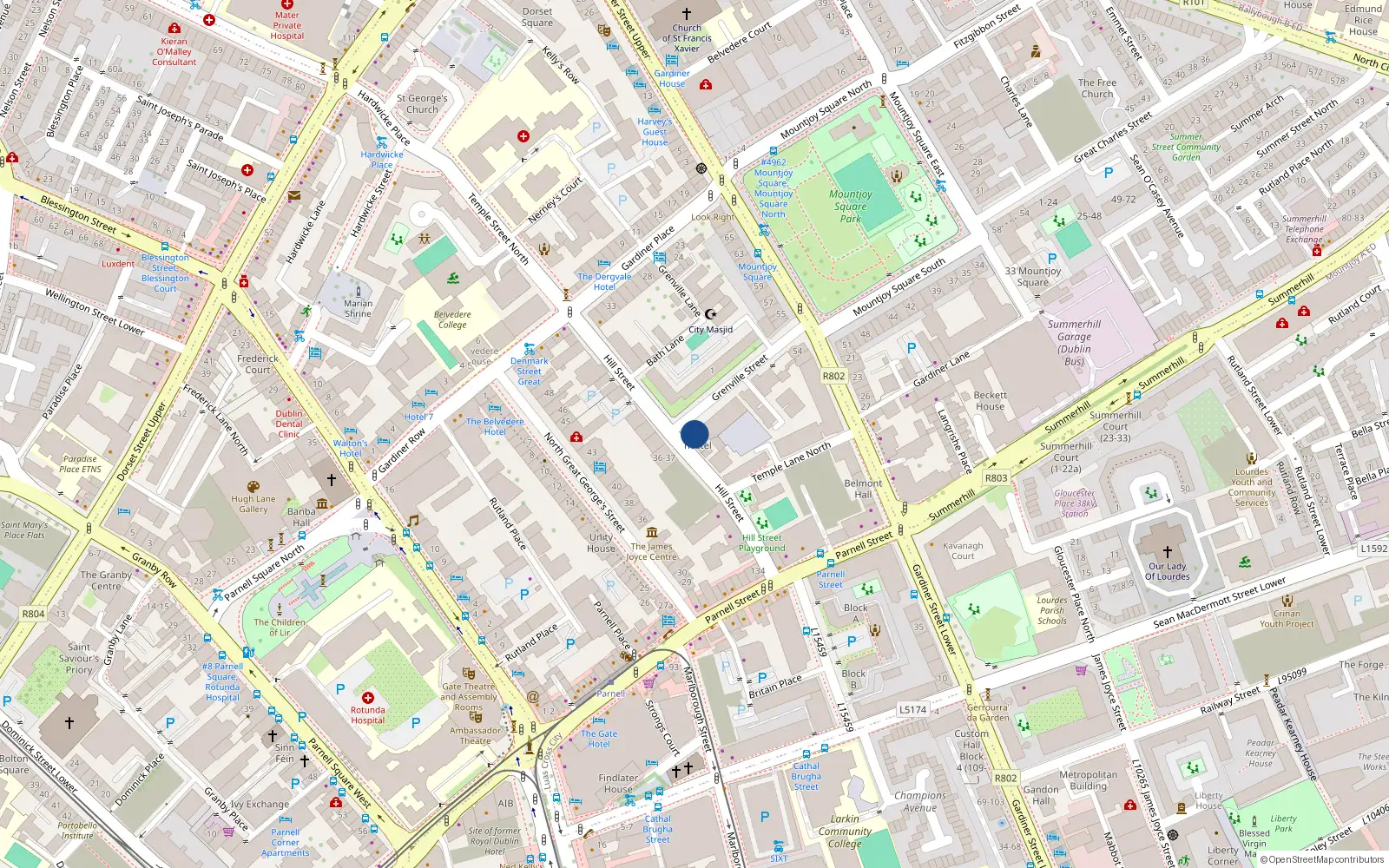 Overhead map showing the location of Apt 5 Hill St Courtyard, Dublin 1, 5 Hill Street, Dublin 1