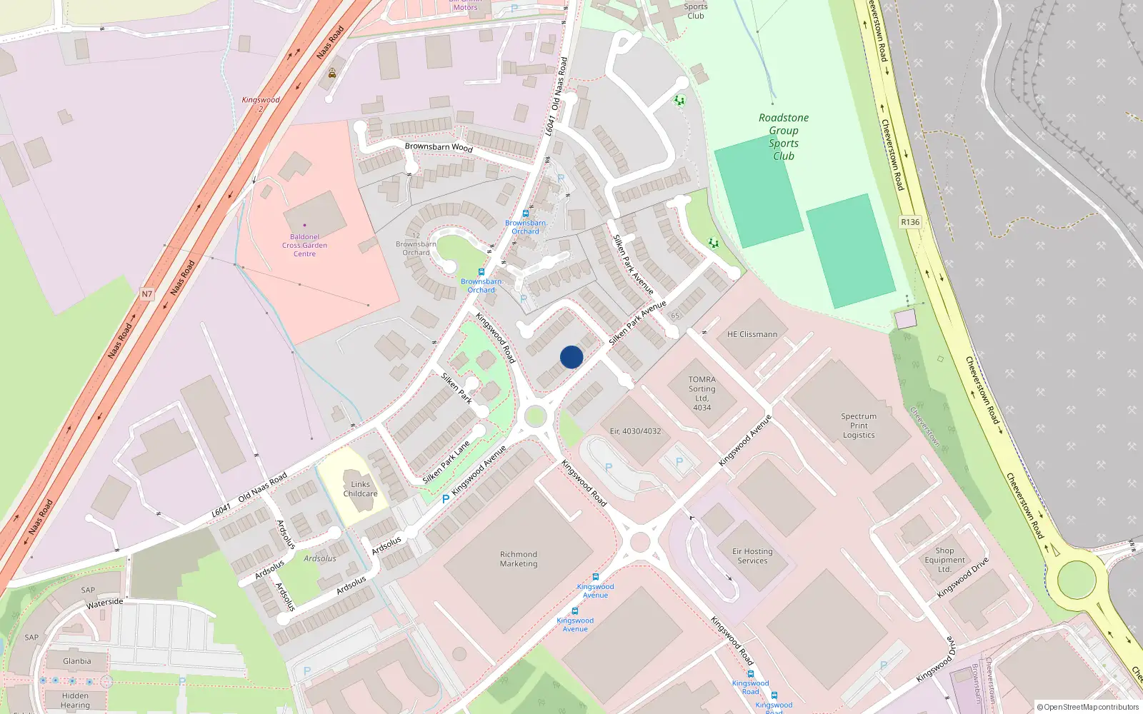 Overhead map showing the location of Apt 5 Silken Park, Kingswood, 5 Silken Park Avenue, Citywest