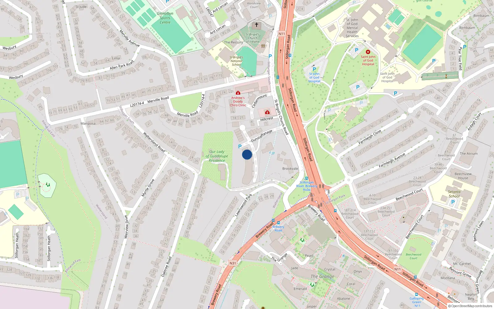 Overhead map showing the location of Apt 5 the Maples, Dunstaffnage Hall, Stillorgan