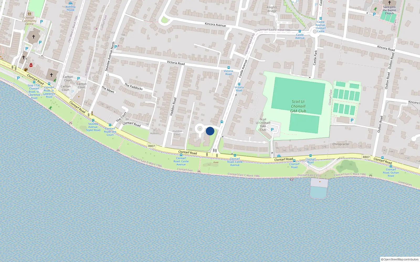 Overhead map showing the location of Apt 5 the Spinnaker, Alverno Castle Avenue, Clontarf