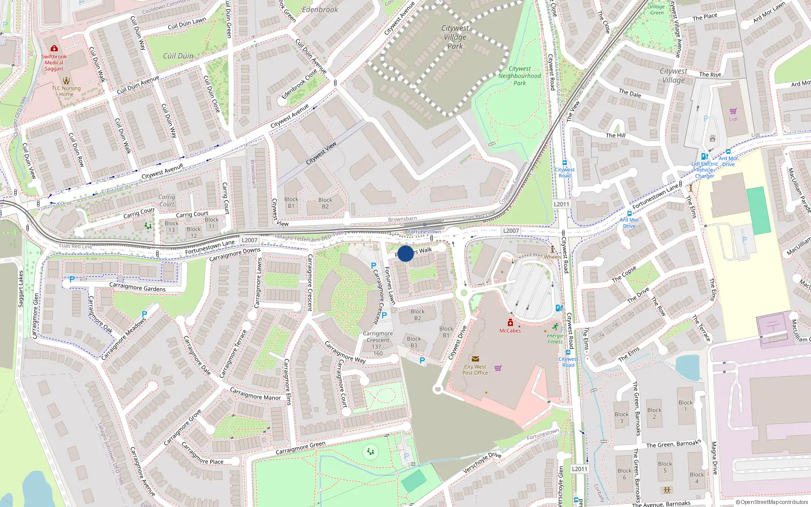 Overhead map showing the location of Apt 50 Block A4, Fortunes Walk, Citywest