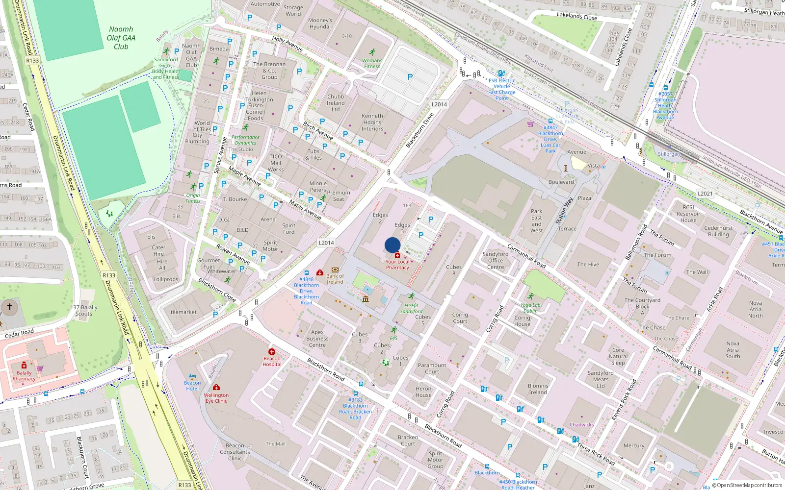 Overhead map showing the location of Apt 504, Beacon South Quarter, Sandyford