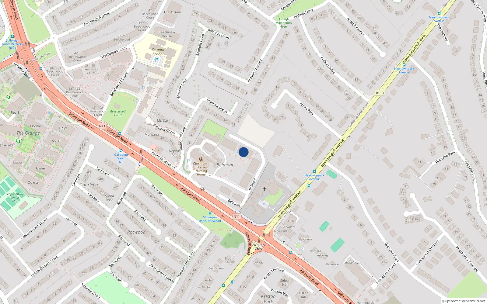 Overhead map showing the location of Apt 509, Galloping Green, Stillorgan