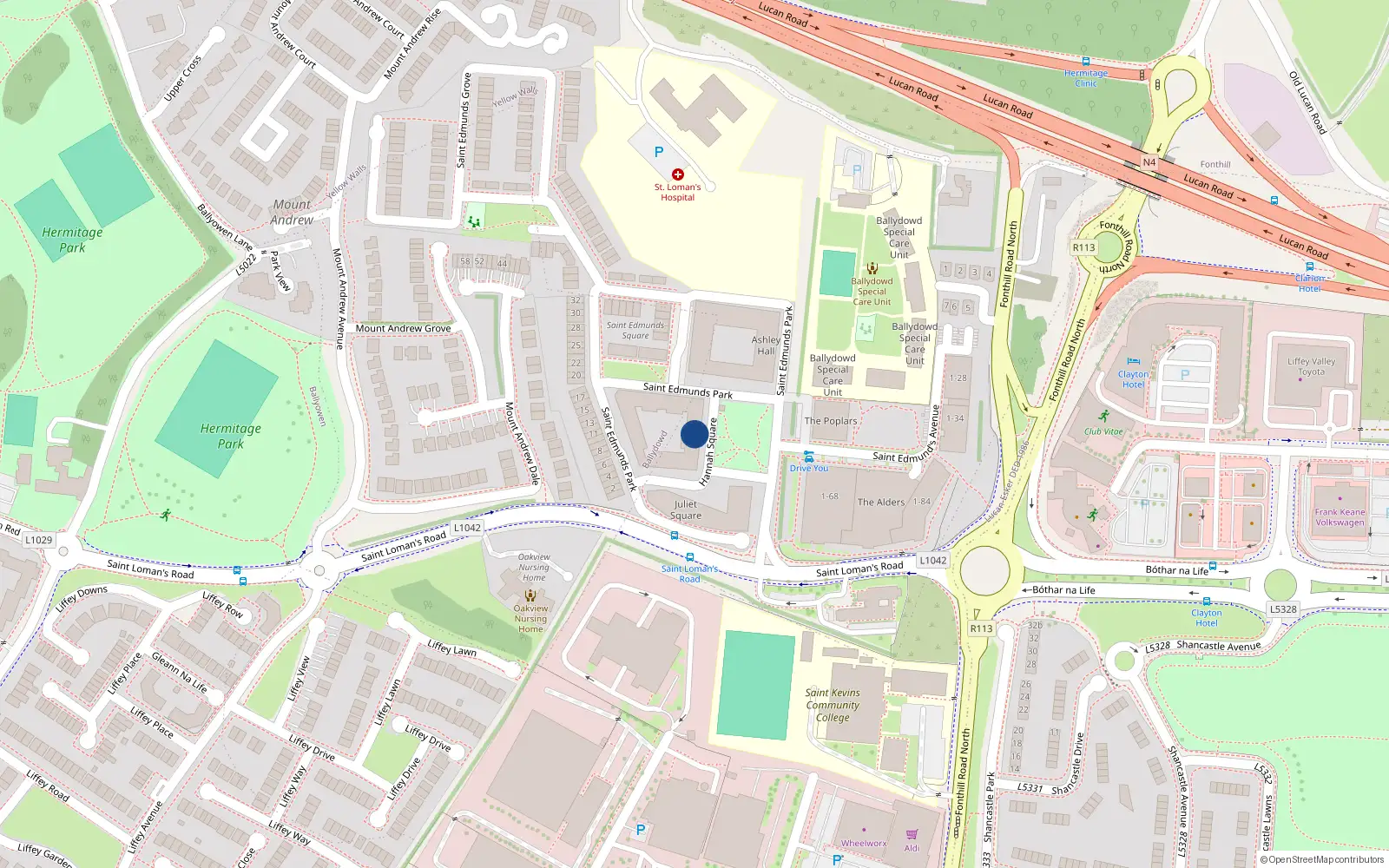 Overhead map showing the location of Apt 53 Hannah Square, St Edmunds, Lucan