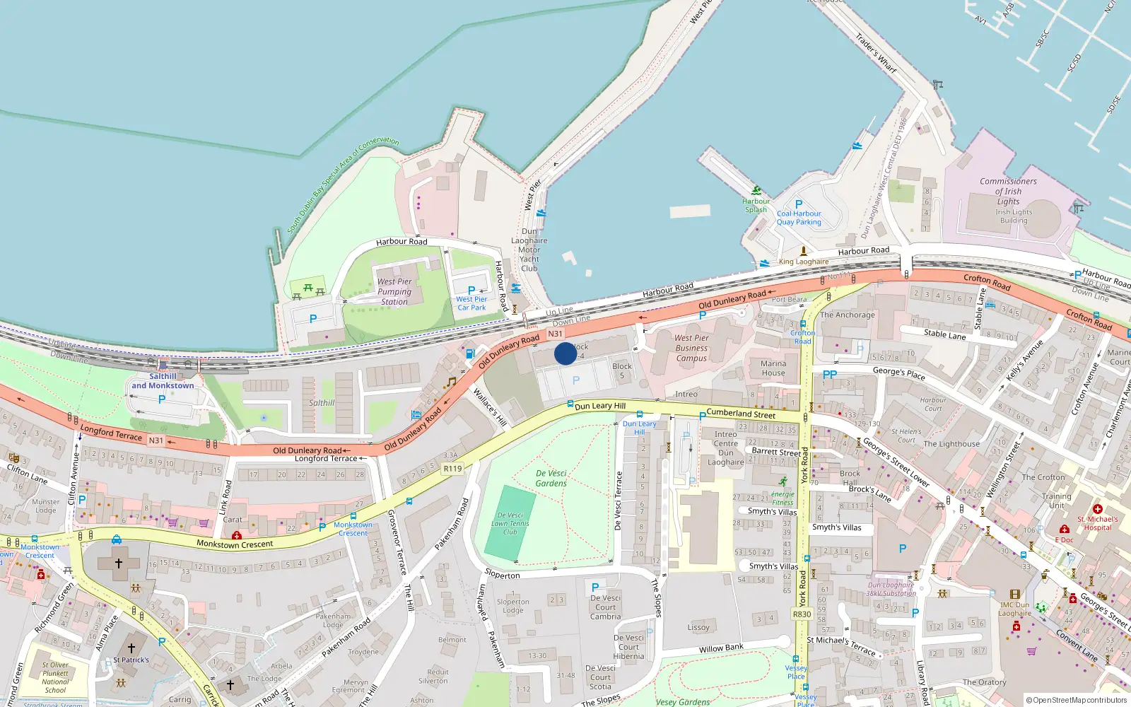 Overhead map showing the location of Apt 54, Clearwater Cove, Dun Laoghaire