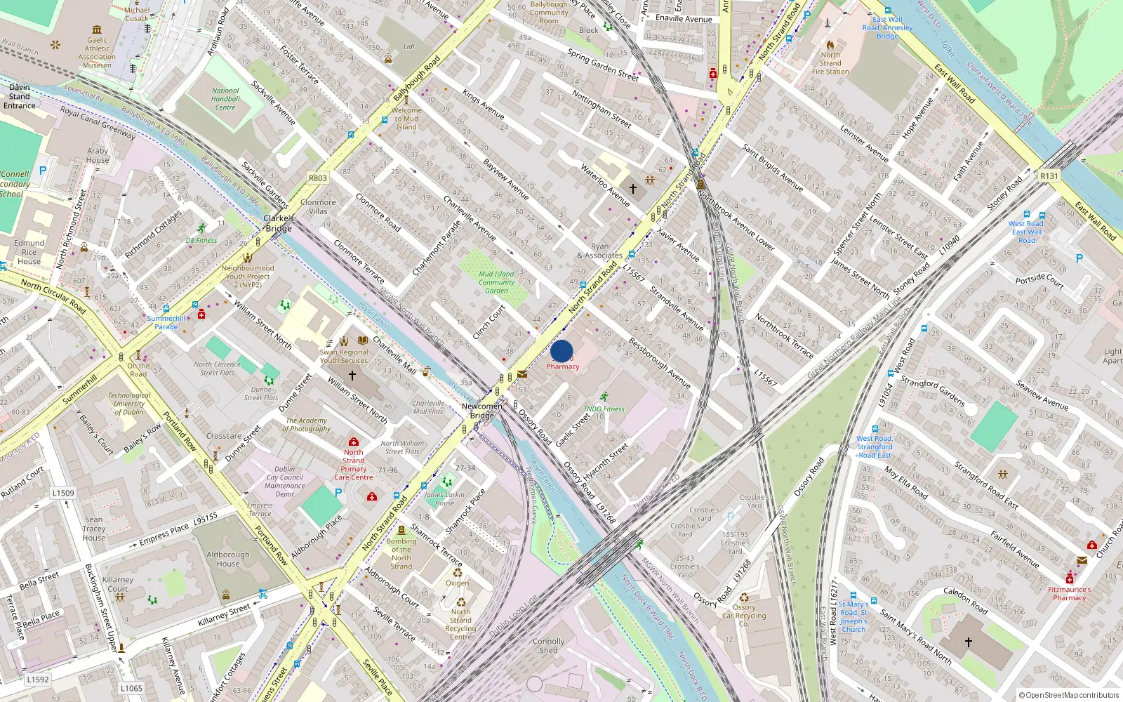 Overhead map showing the location of Apt 54, The Strand, North Strand Road Dublin 3