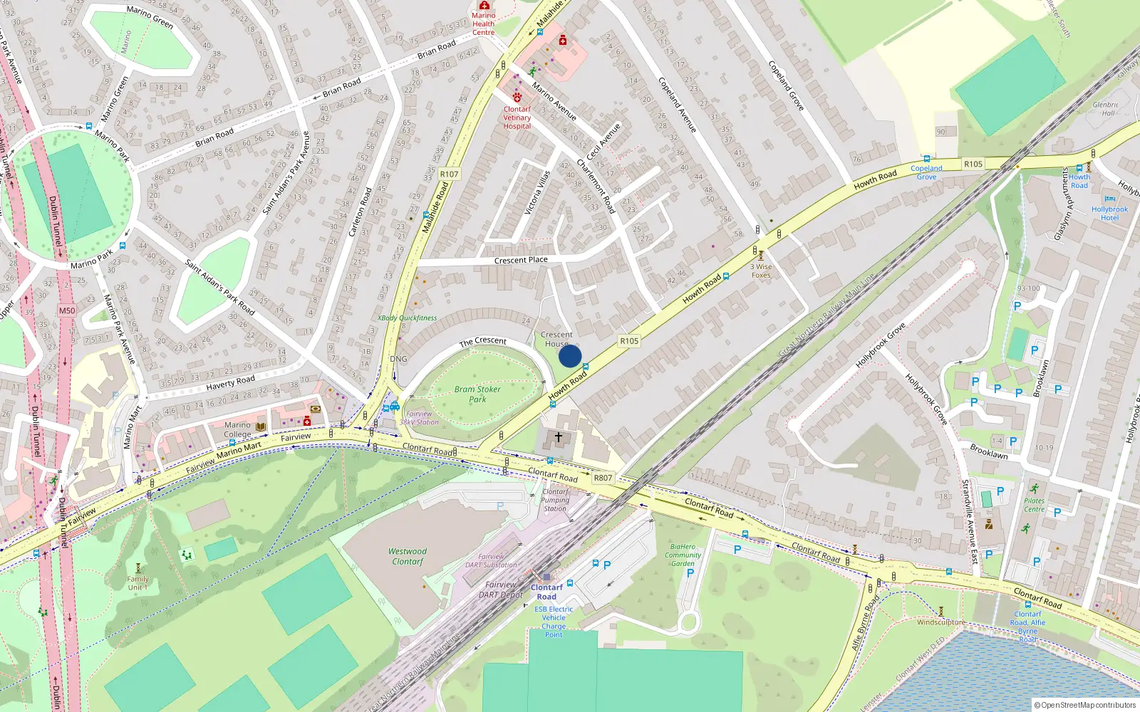 Overhead map showing the location of Apt 56, Crescent House, The Crescent Dublin 3