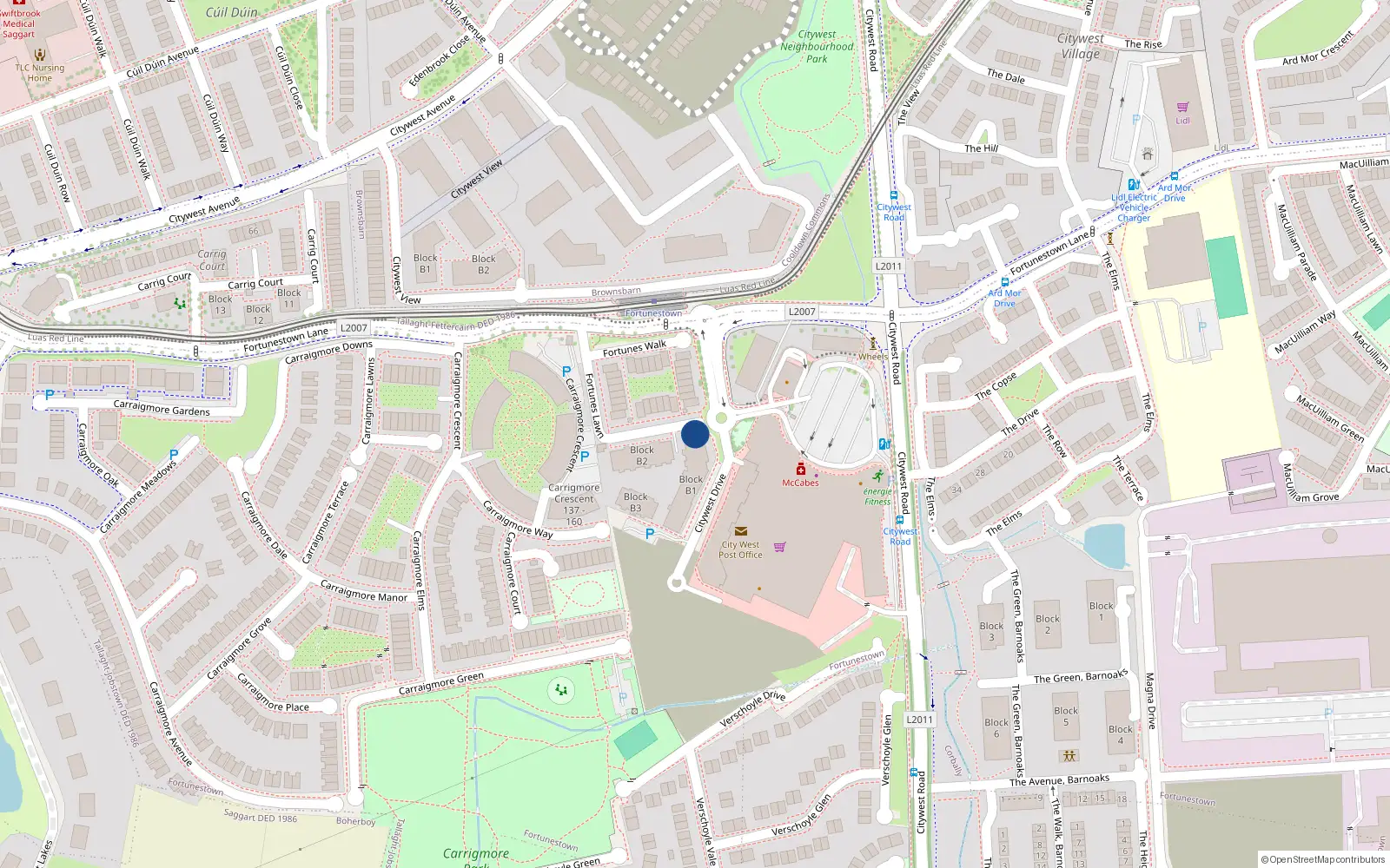 Overhead map showing the location of Apt 56 Fortunes Lawn, Citypark, 56 Fortunes Lawn, Citywest