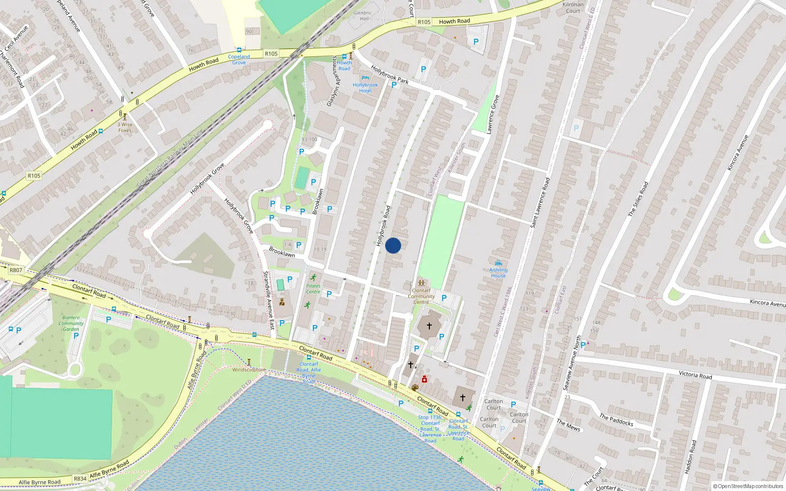Overhead map showing the location of Apt 57, The Strand, 149 North Strand Road