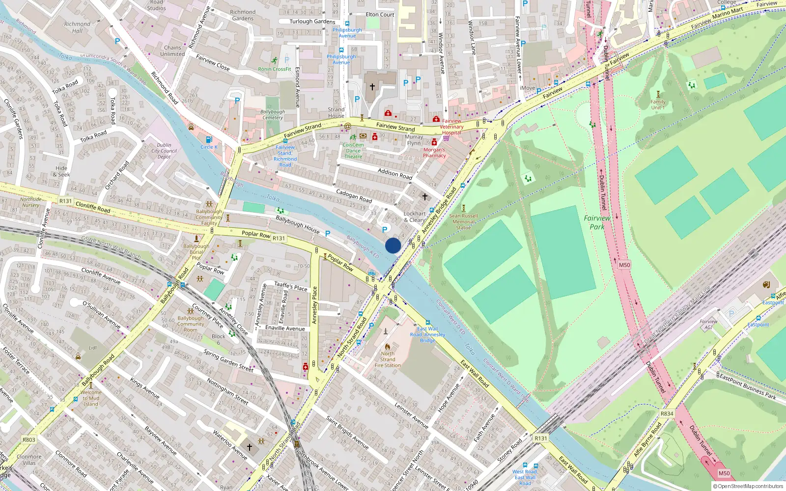 Overhead map showing the location of Apt 6, 1 Annesley Bridge Road, Dublin 3