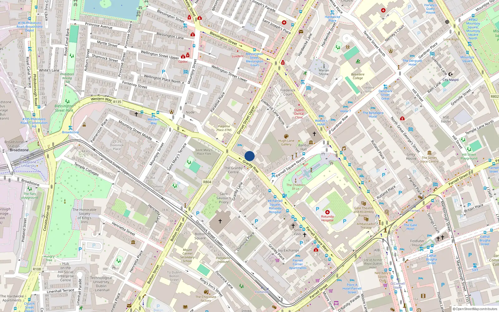 Overhead map showing the location of Apt 6, 3 Granby Row, Dublin 1