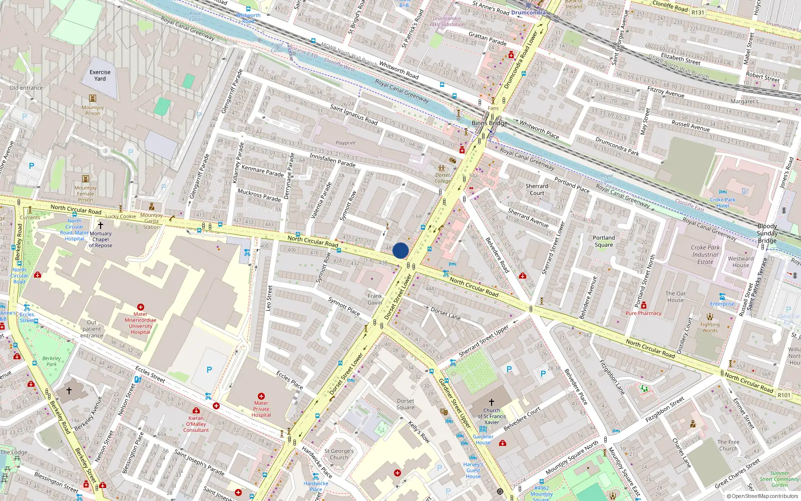Overhead map showing the location of Apt 6, 81/82 Dorset Street Lower, Dublin 1