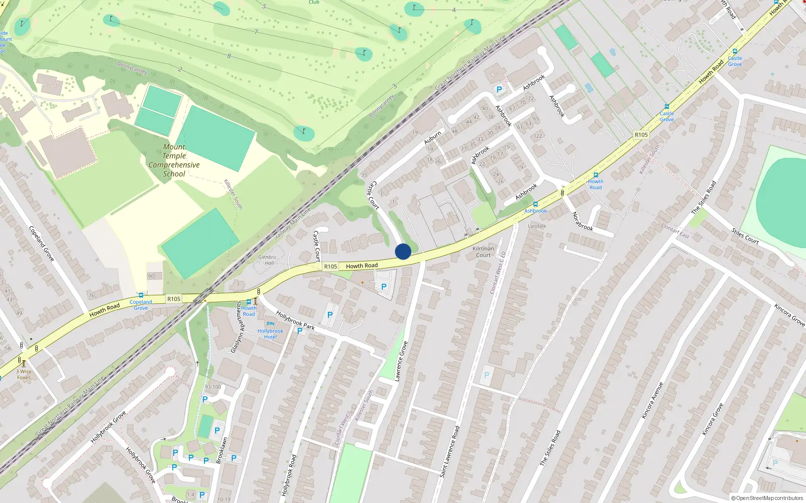 Overhead map showing the location of Apt 6, 6 Auburn, Howth Road Dublin 3