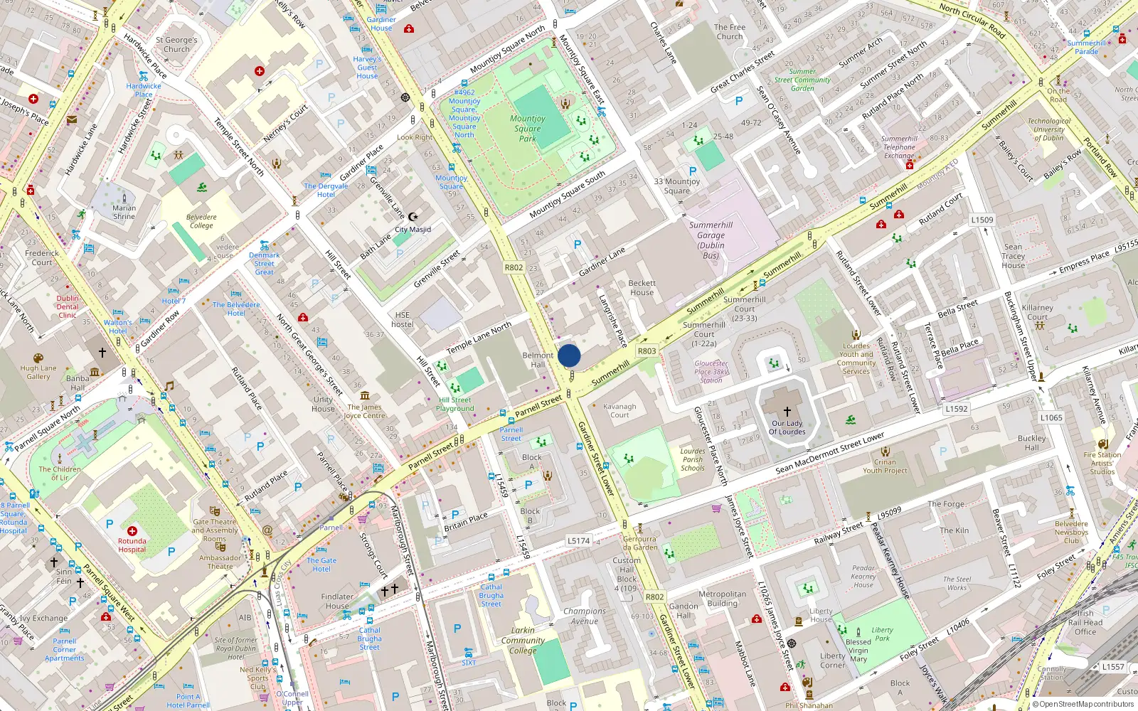 Overhead map showing the location of Apt 6, Belmont, Gardiner Street Middle, Dublin 1